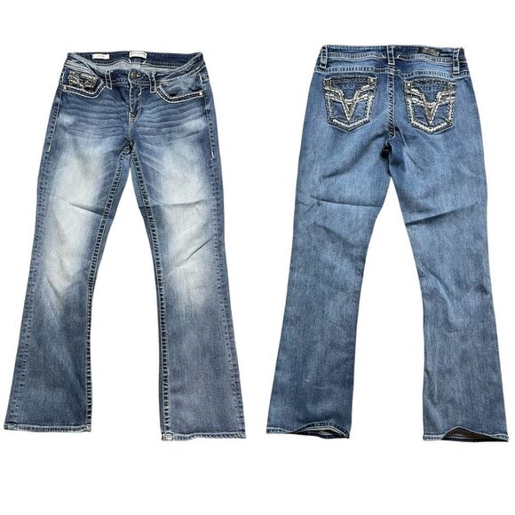 Vigoss Slim Boot Cut Jeans with Vintage Distressing - Picture 1 of 9